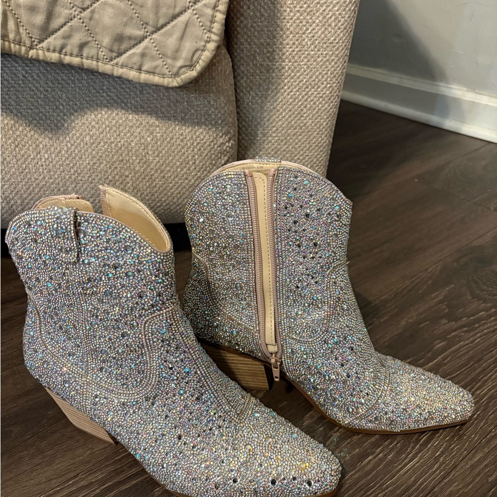 Betsey Johnson Glittering Silver Ankle Booties